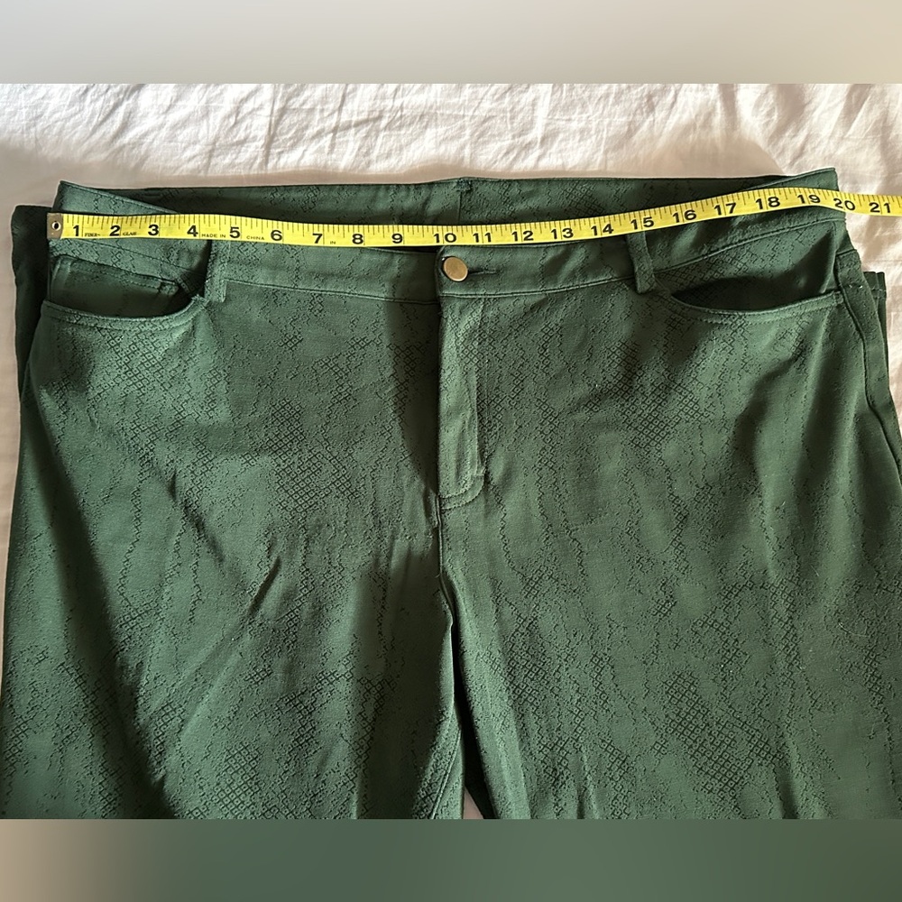 Doncaster Collection Forest Green Faux Snakeskin Slacks